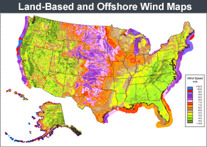 Land-Based and Offshore Wind Maps